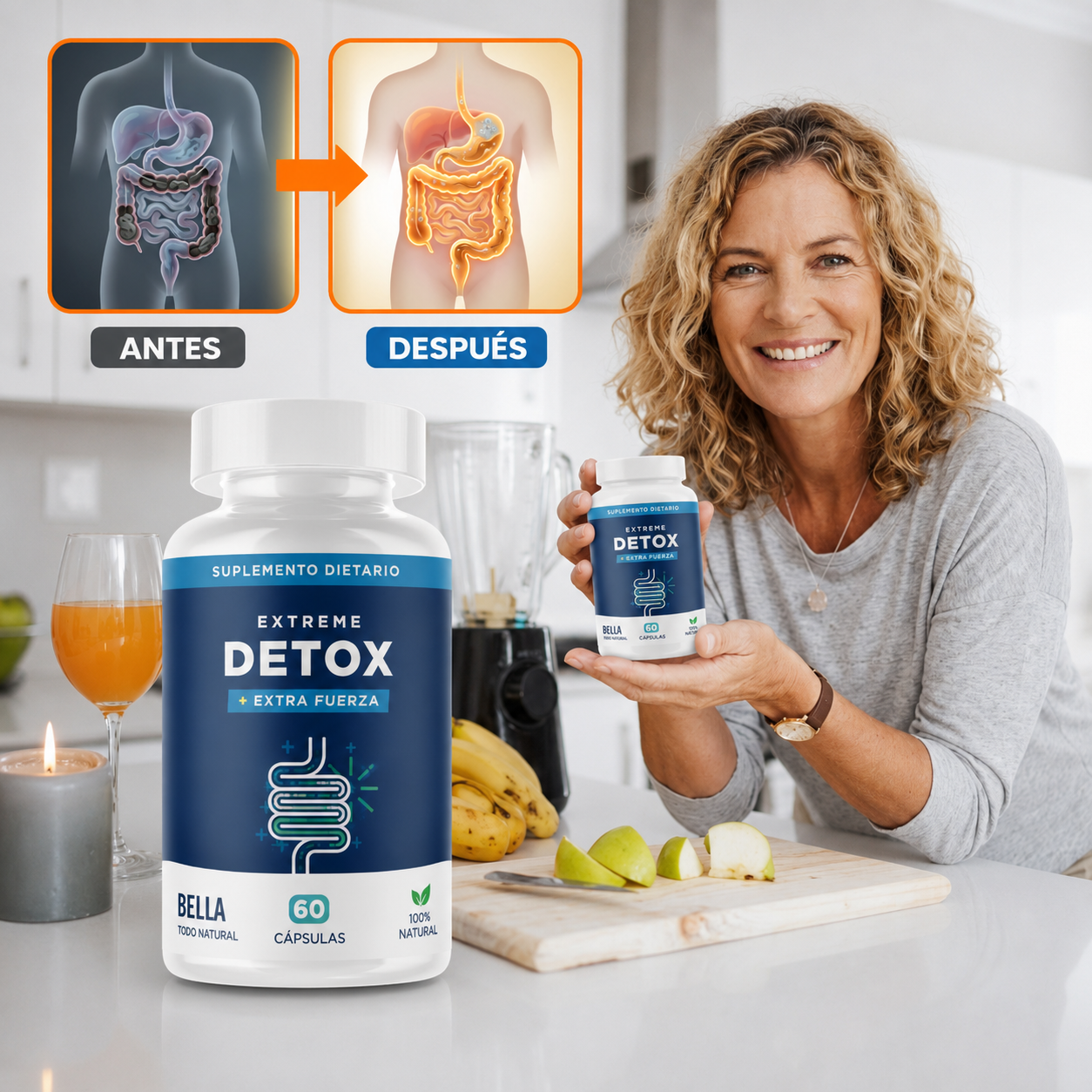Detox 1 Live - Disuelve suavemente más del 90 % de los residuos más duros en tan solo 24 horas.